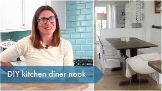 How we transformed our kitchen diner with the addition of a DIY banquette (seating nook). To find a carpenter try www.ratedpeople.