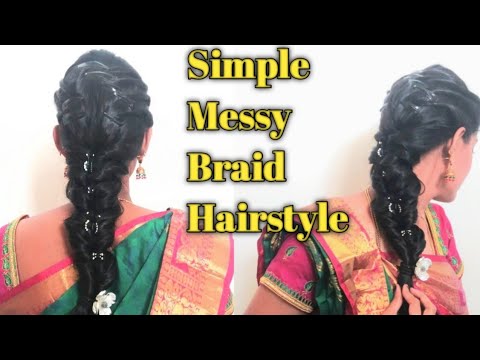 Simple Messy Braid/Messy Braid Hairstyle in Kannada|Easy bridal hairstyle/Party  hairstyle - YouTube