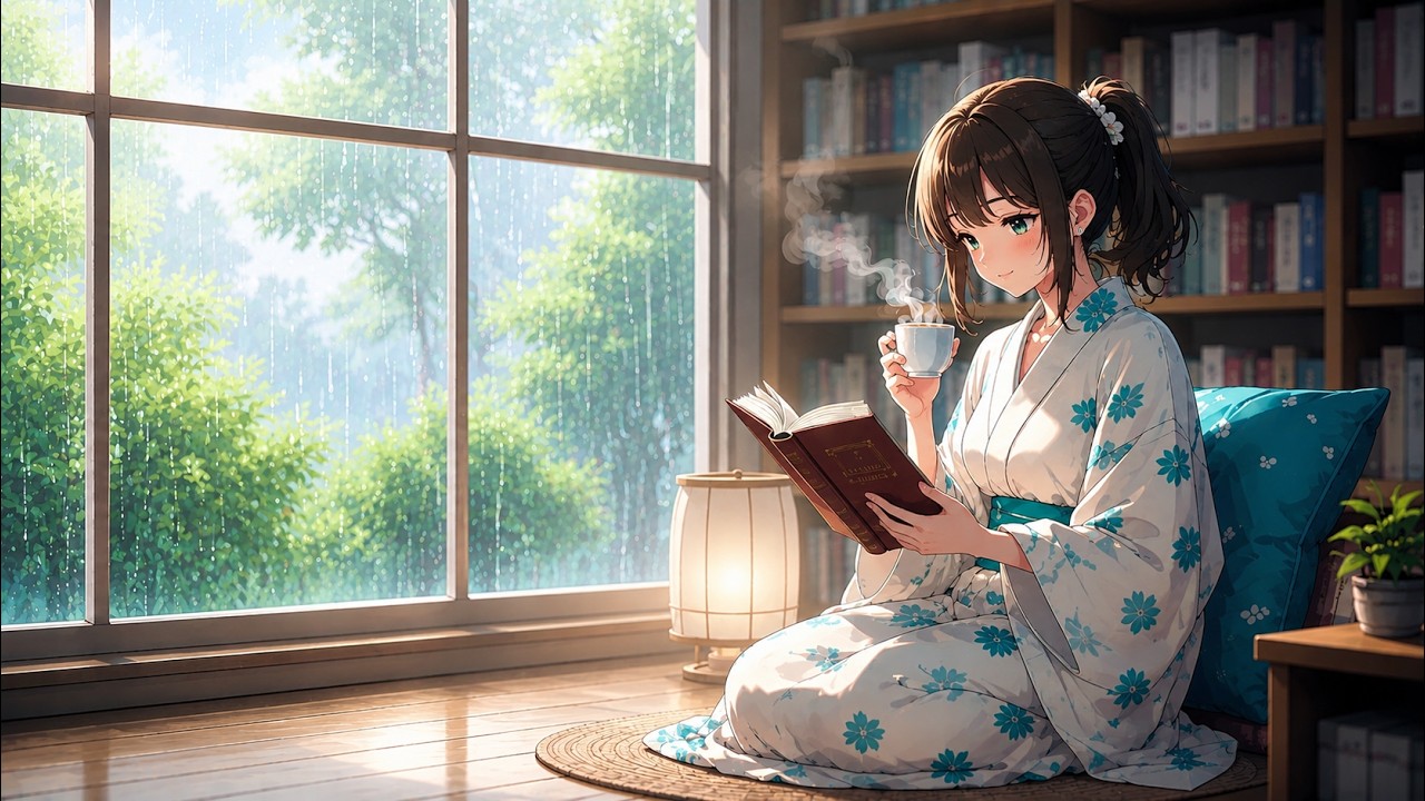 「モヤに包まれた静寂――記憶の奥に眠る風景が、いま目の前に」 Japanese Morning Library Lofi BGM 澄んだ朝「心しずまる、読書の朝