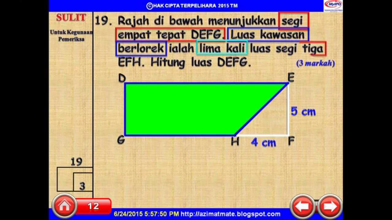 TAHUN 6 : RUANG (LUAS KAWASAN BERWARNA) KBAT - YouTube