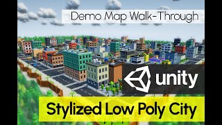 Low Poly City Asset Pack for Unity Game Engine - Overview Map Walkthrough