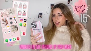 WHATS IN MY IPHONE 12 PRO MAX //Must have apps & how you can do IOS 15 home screen customization💗📱 screenshot 3
