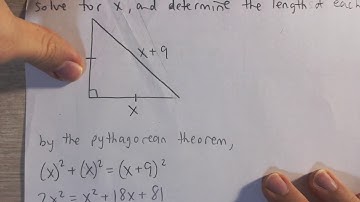 Side Lengths of a Triangle - Geometry Quadratic Equation Word Problem (Example)