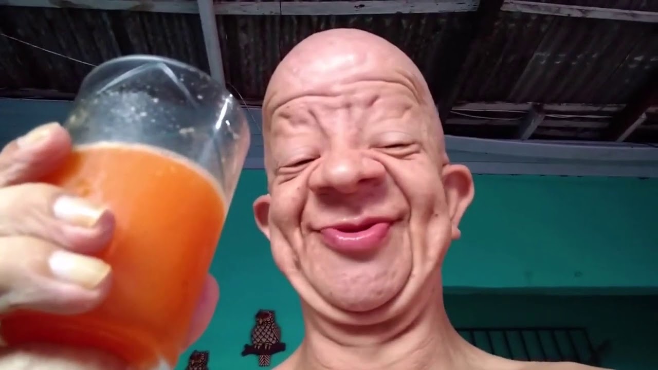 Bald brazilian man drinking orange juice meme YouTube
