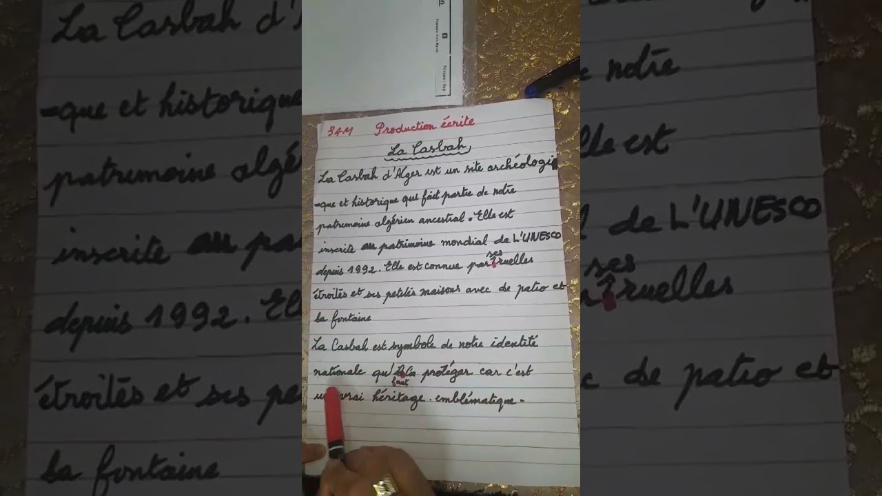 Production écrite le patrimoine 3ème année moyenne 