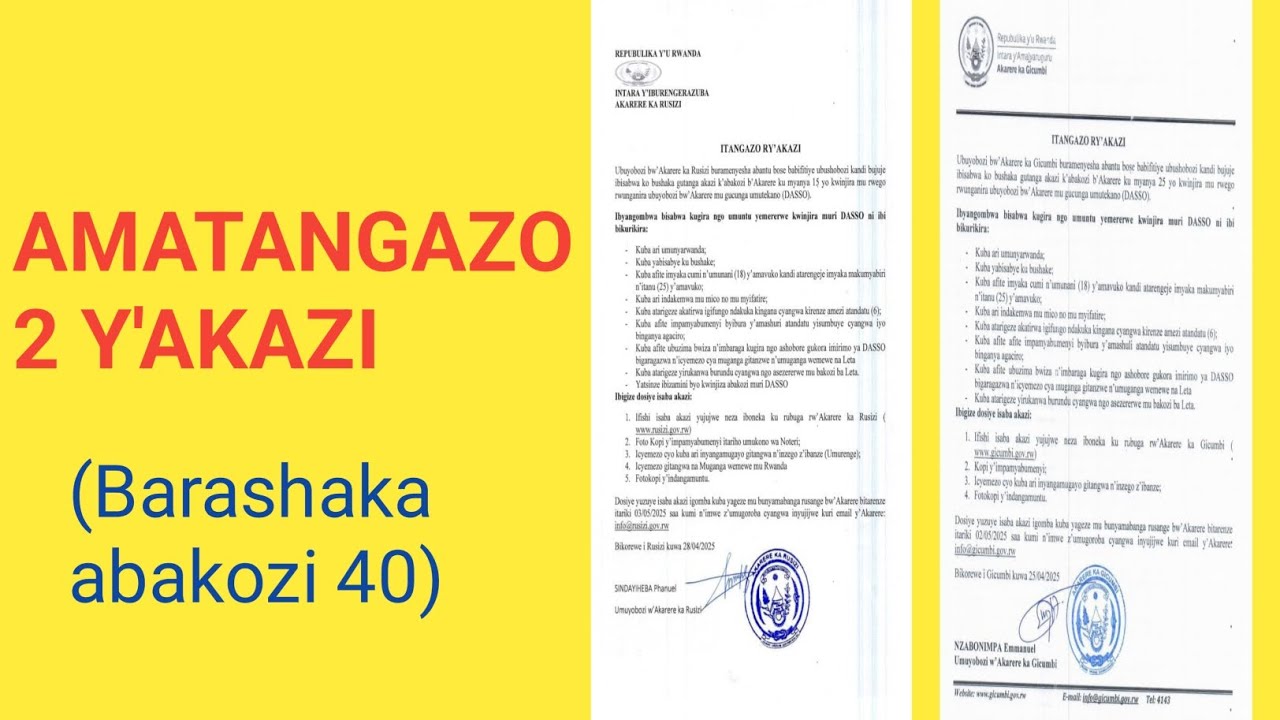 AMATANGAZO 2 Y'AKAZI