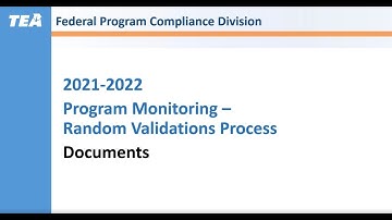 Random Validation Phase 2 Documents Overview