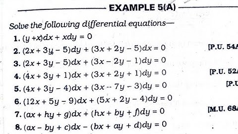 Example 5A / Q. n. 1-5 #laljiprasadsolution #differentialequations