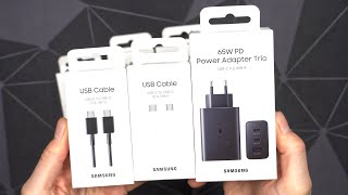 Samsung 65W PD Power Adapter Trio Charger & 3A + 5A Samsung USB-C Cables