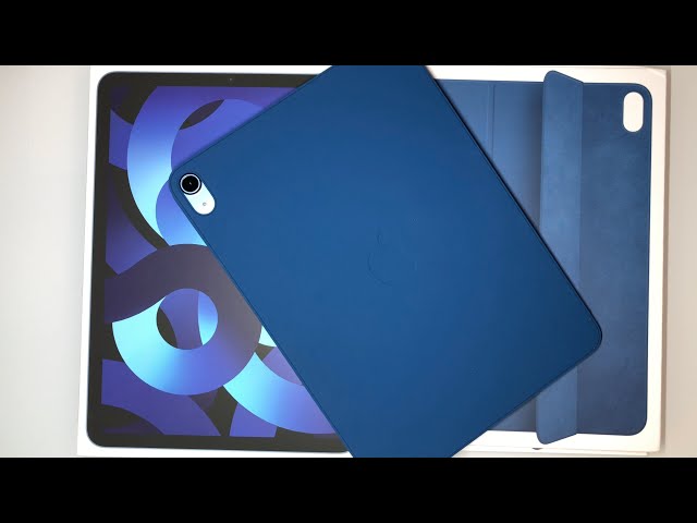 Marine Blue Smart Folio case on the blue iPad Air 5 - YouTube