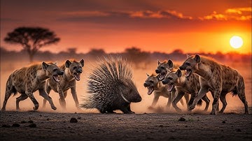 Epic Showdown: Porcupine vs Greedy Hyenas – Wild Animal Battle for Survival! 🔥