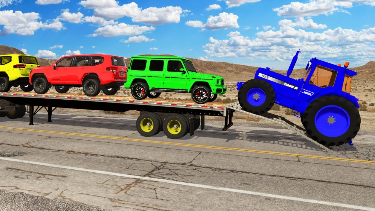Flatbed Truck Mcqueen | Transportation with Truck - Pothole vs Car #12 - BeamNG.Drive