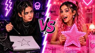 Black vs Pink Girl! 🎨 Amazing Art Hacks & DIY Ideas by 123 GO! LIKE