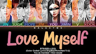 BTS(방탄소년단) 'Answer: Love Myself' (Color Coded Lyrics Eng/Esp/Rom/Han/가사) (8 Members ver.)【GALAXY MC】 Resimi