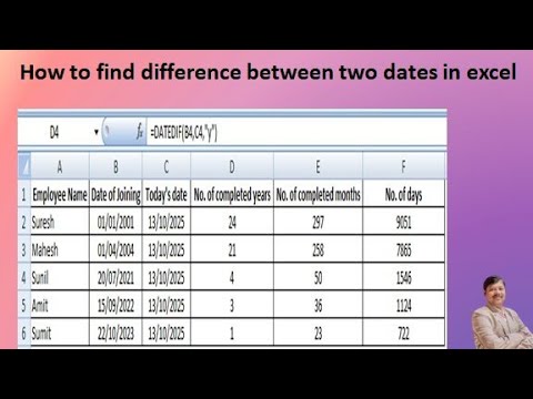 Using Datedif() Function To Find The Difference Between Two Dates - YouTube