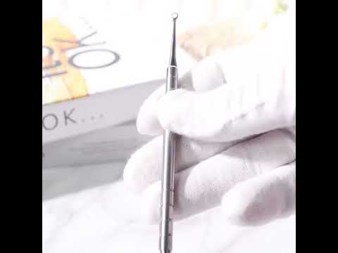Кюретка-пушер кільце+ложка вогнута для видалення кутикули/птеригія неіржавка сталь манікюр-педикюр, видео 2