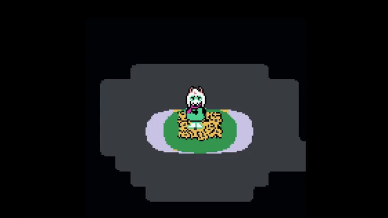 Ralsei playing Undertale on the Gameboy