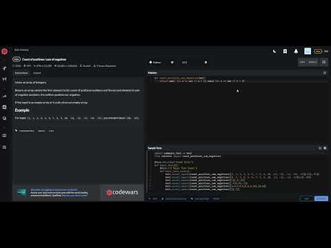codewars python Count of positives  sum of negatives