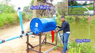 Big Auto Water - Deep River!! How to install drum pump suck water from Big River for Big Farms.