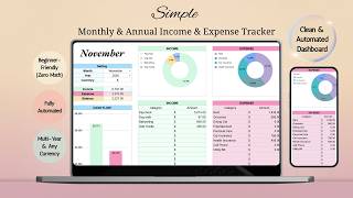 Google Sheets Income & Expense Tracker Tutorial (Automatic Monthly & Annual Dashboards)
