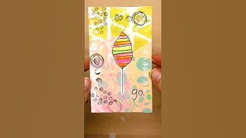 Daily art practice on index card using gel prints + stamps. #shorts #mixedmedia