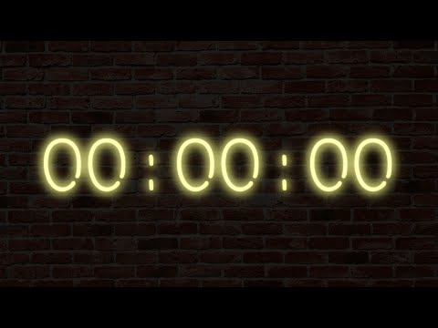 60 sec Count up timer (yellow neon) カウントアップ タイマー (ネオン) Full HD 1920x1080