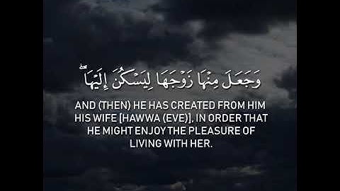 سورة الاعراف ... هُوَ الَّذِي خَلَقَكُمْ مِنْ نَفْسٍ وَاحِدَةٍ وَجَعَلَ مِنْهَا زَوْجَهَا