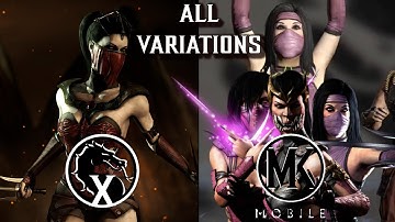 MKX vs MK Mobile - MILEENA Every move sets, & X Ray side by side comparison