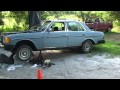 Mercedes joe changing motor mount on my rusty 81 veggiepowered 240d 4 speed in florida in