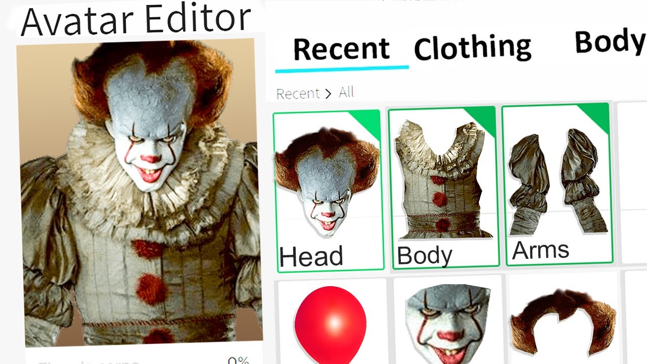 Making Pennywise A Roblox Account It Clown Youtube - how to be pennywise in robloxian highschool