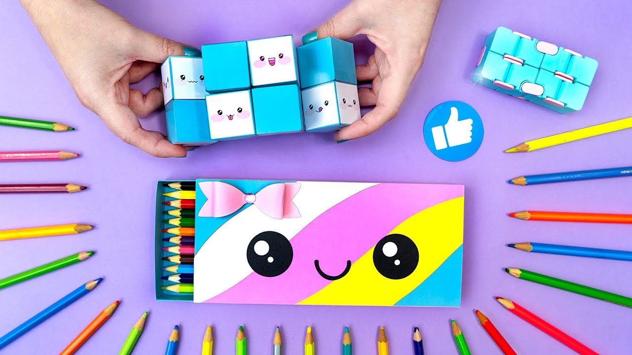 Como fazer Fidget Toy de Papel ✨ DIY Cubo Infinito, Estojo de papel, cachecol e bandana para pet