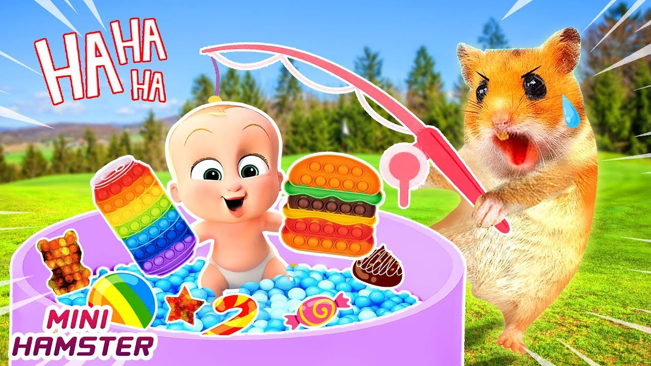 Pop It Battle Challenge Ice Cream Cake - Baby Boss and Mini Hamster | MINI Hamster