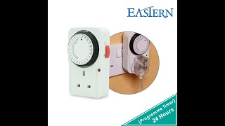 EASTERN 24Hours Electrical Programme Timer Controller Wall Socket 3 Pin Plug Power Switch,FP102,105