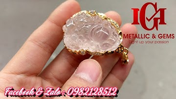 Mặt dây tỳ hưu thạch anh hồng tạc cầu kỳ bọc vàng 14K(2,24 chỉ)