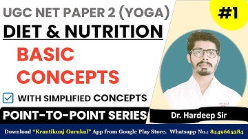 1. Basics of Diet & Nutrition | UGC-NET Paper 2 (Yoga) | Dr. Hardeep Sir @KrantikunjGurukul