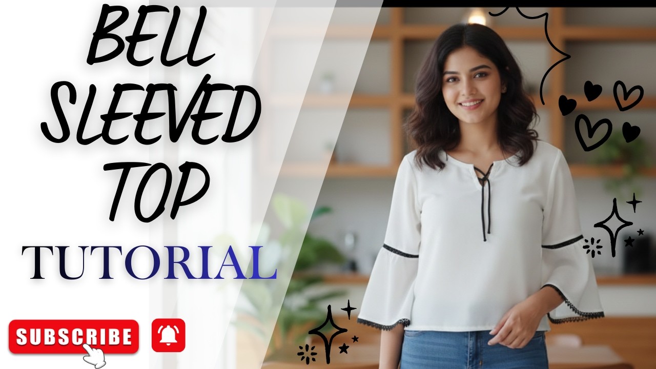 Trending Bell Sleeved Top for Jeans Cutting and Stitching Tutorial