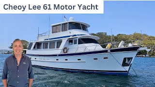 Live On Board $410,000 Cheoy Lee 62 Long Range Motor Yacht Boat Walkthrough.