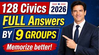 Civics Test 128 Questions & Answers By 9 GROUPS - FULL EASY Answers | US Citizenship Test 2026