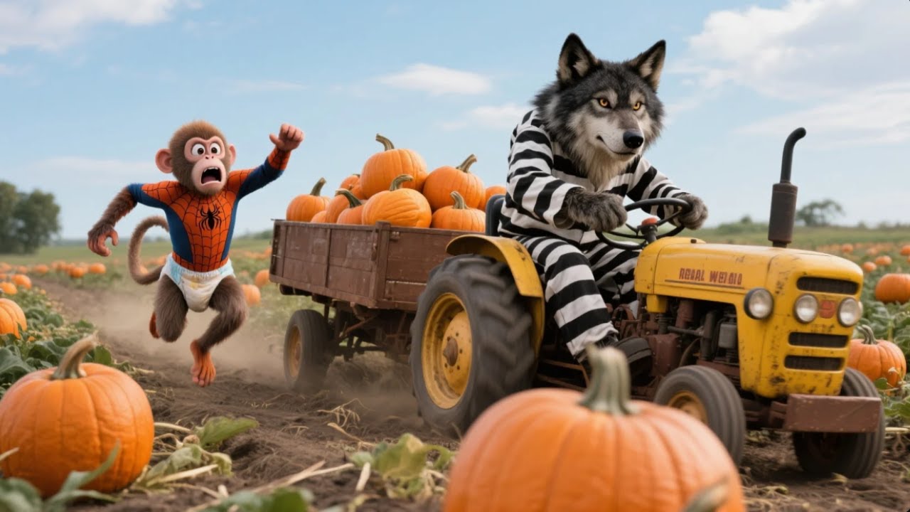 Monkey Farmer Boy Takes Care of His Farm and Meets a Wolf Thief | Children's Cartoon