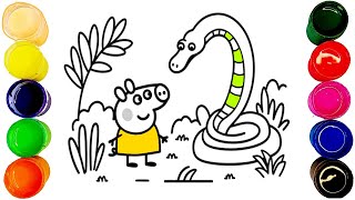Peppa Meets a Giant Python! 🐷🐍😲 | Fun Coloring for Kids and Toddlers