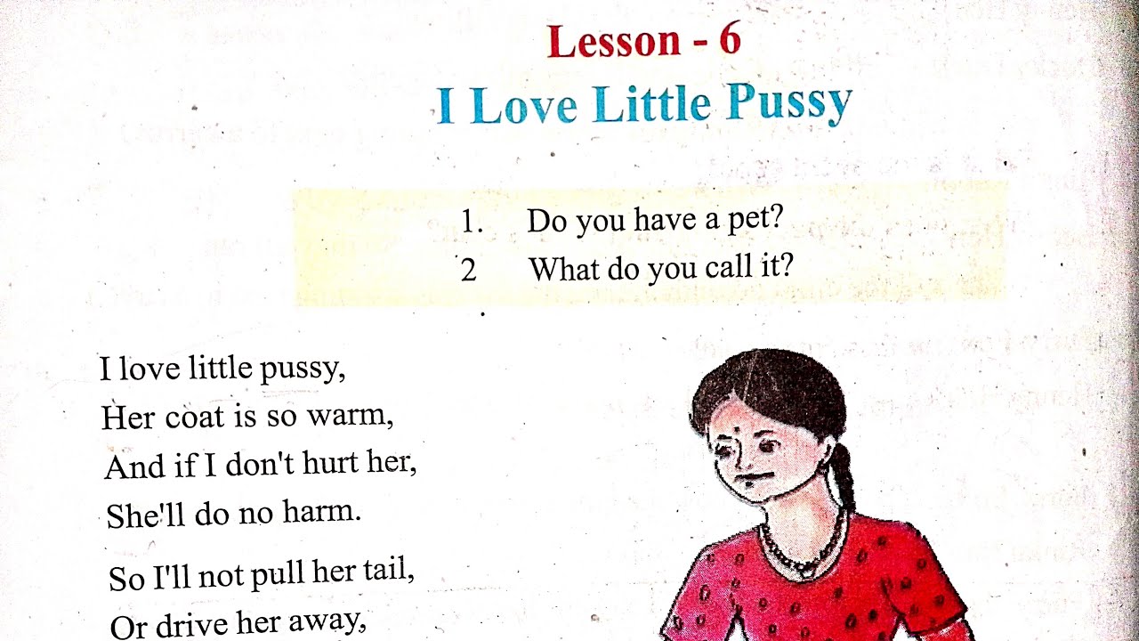 English Lesson -  6 " I Love Little Pussy " || Class - 7