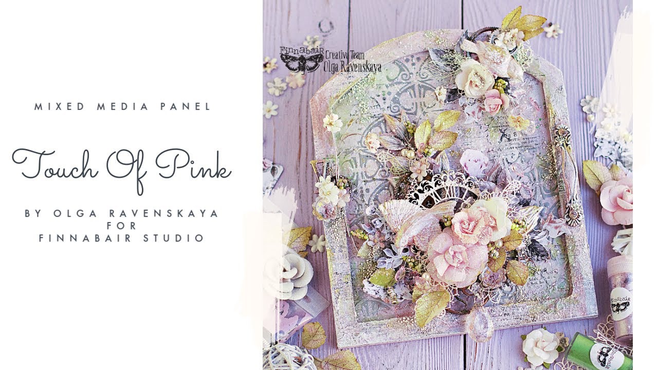 Touch of Pink - Mixed Media Board by Olga Ravenskaya