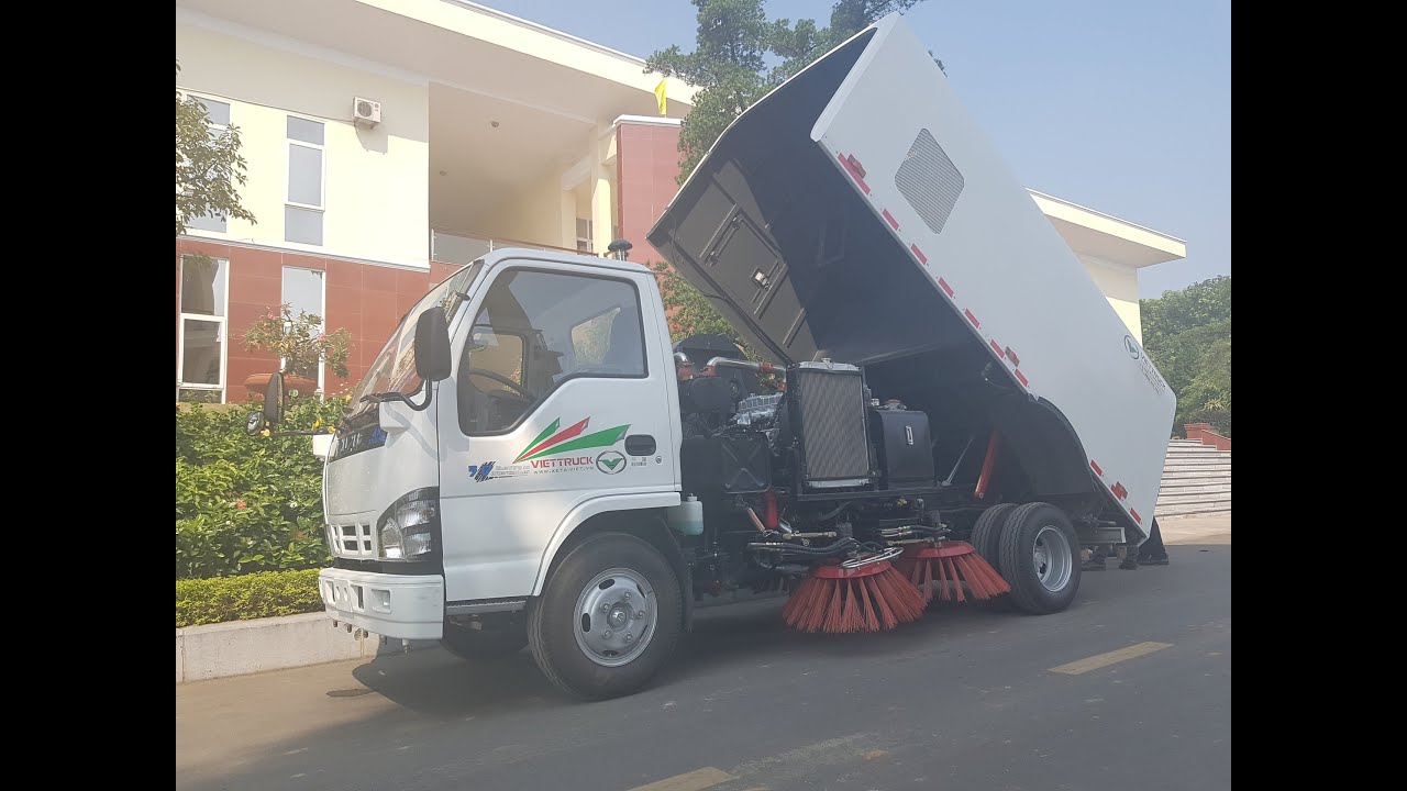 Xe quét hút| Vận hành chaỵ thử xe quét đường ISUZU
