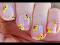 Yellow Flowers NAIL ART On Natural NAILS / Easy Floral Design