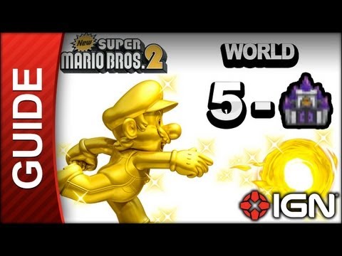 New Super Mario Bros. 2 - Star Coin Guide - World 5-Castle - Walkthrough