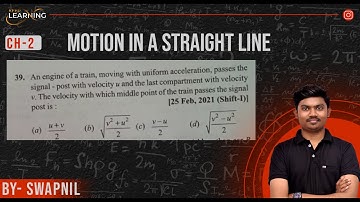 An engine of a train, moving with uniform acceleration, passes the signal - post with velocity u