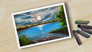 ❤️ How To Draw Beautiful Night Scenery ( step by step) With Soft Pastel screenshot 5