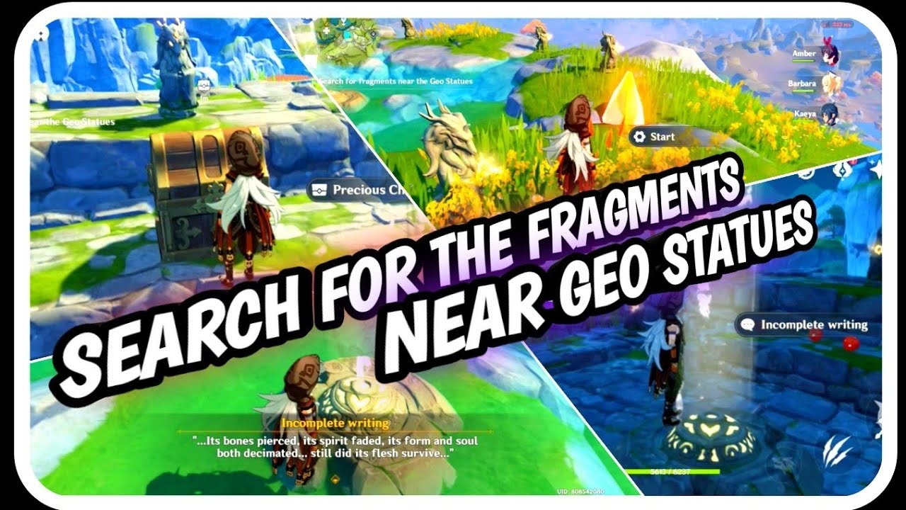 How to "Search for the fragments near the geo statues"The chi of guyun