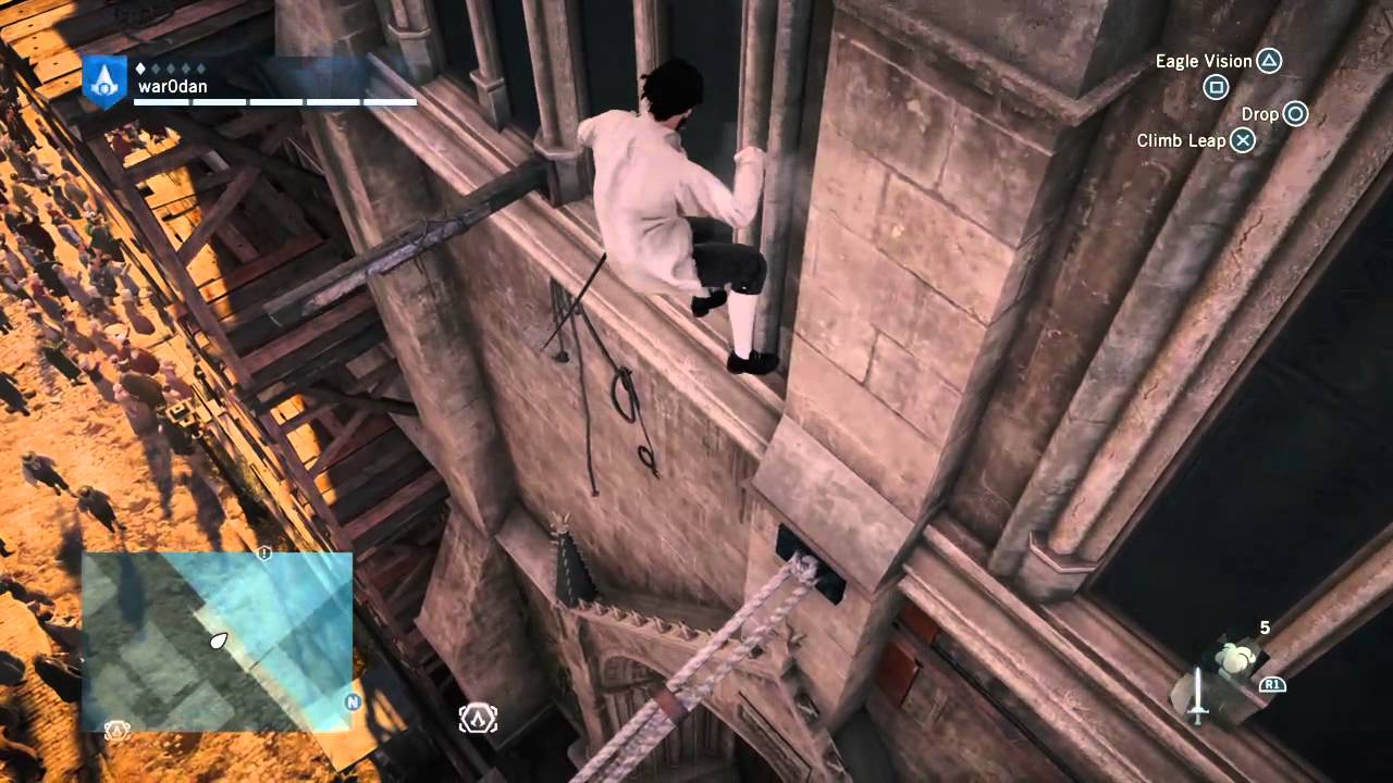 How to get on a rope in Assassin's Creed Unity - YouTube