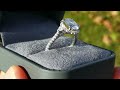 Fana &#39;s Three Stone Halo Large Oval Center Diamond Engagement Ring in Sunlight!